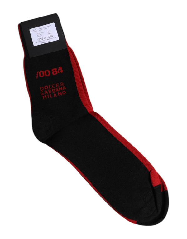 Black Nylon DG Logo Mid Calf Men Socks Dolce & Gabbana