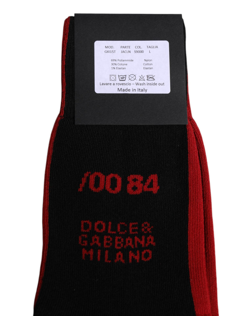Black Nylon DG Logo Mid Calf Men Socks Dolce & Gabbana