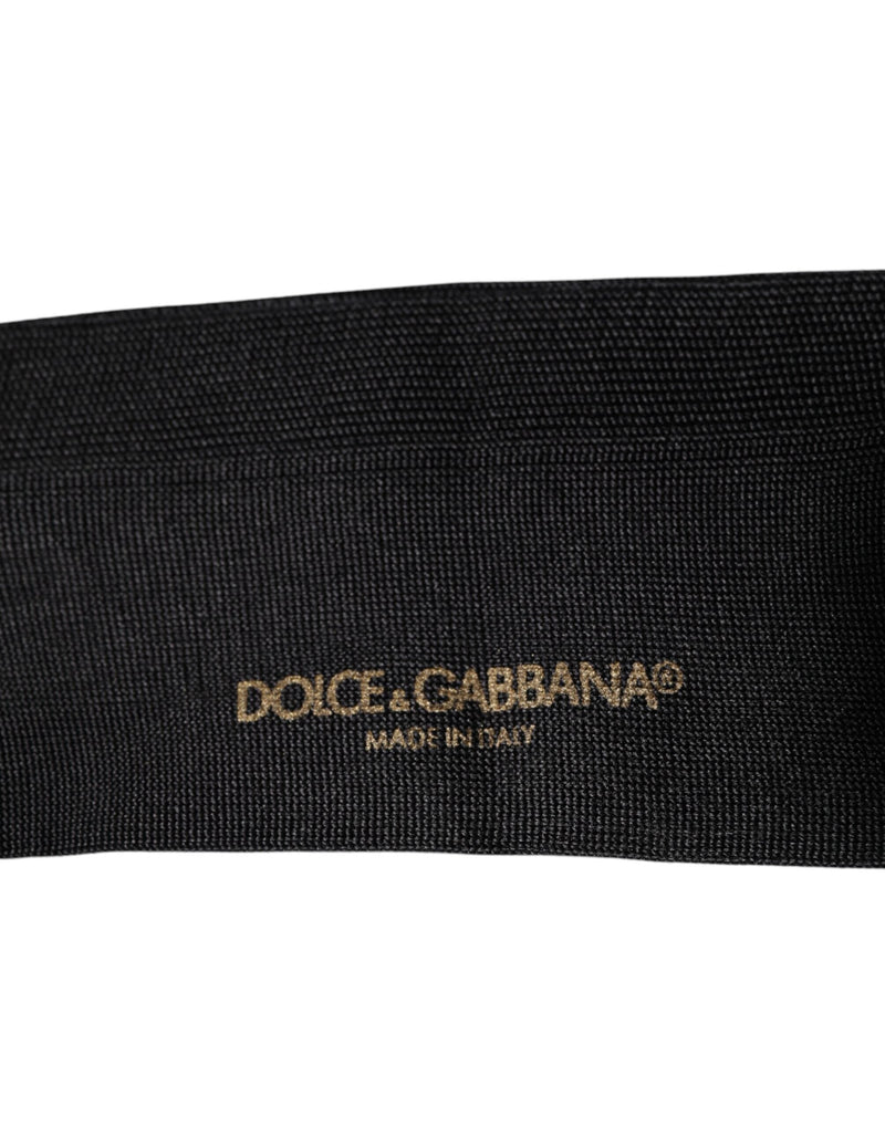 Black Cotton DG Logo Mid Calf Men Socks Dolce & Gabbana