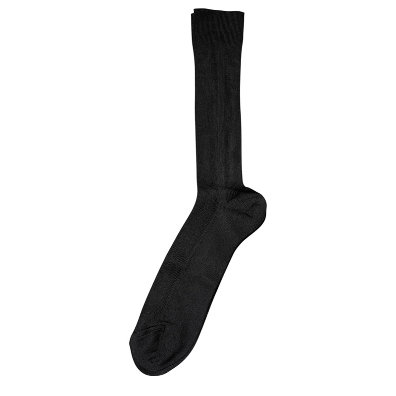 Black Cotton DG Logo Mid Calf Men Socks Dolce & Gabbana