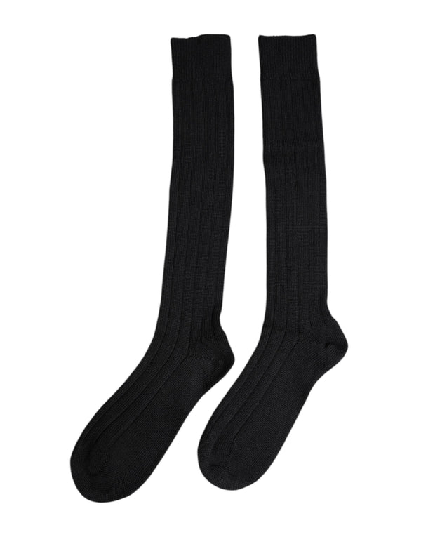 Black DG Logo Print Over The Calf Socks Dolce & Gabbana