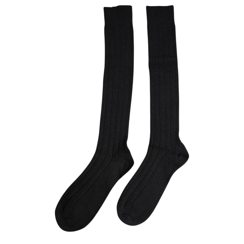 Black DG Logo Print Over The Calf Socks Dolce & Gabbana