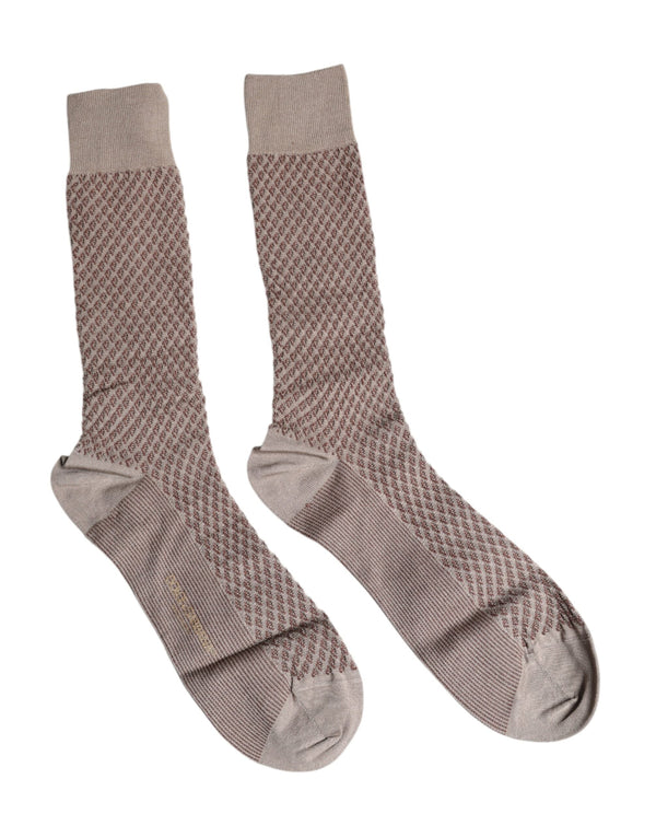 Brown Solid DG Logo Mid Calf Men Socks Dolce & Gabbana