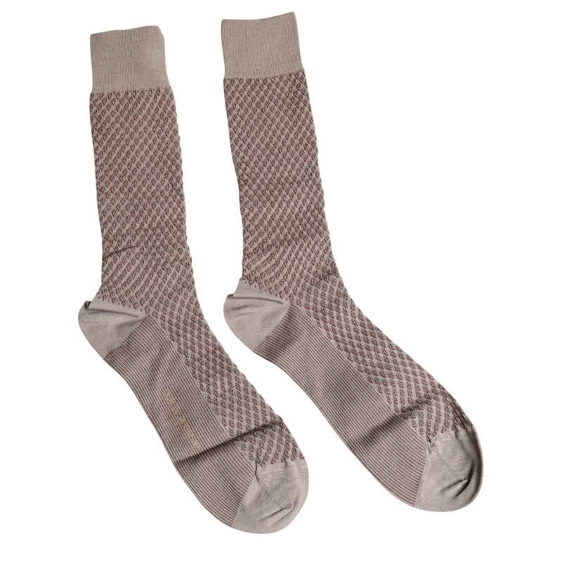 Brown Solid DG Logo Mid Calf Men Socks Dolce & Gabbana