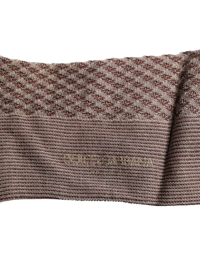 Brown Solid DG Logo Mid Calf Men Socks Dolce & Gabbana