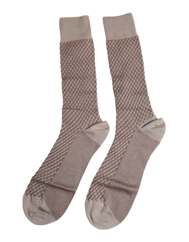 Brown Solid DG Logo Mid Calf Men Socks Dolce & Gabbana