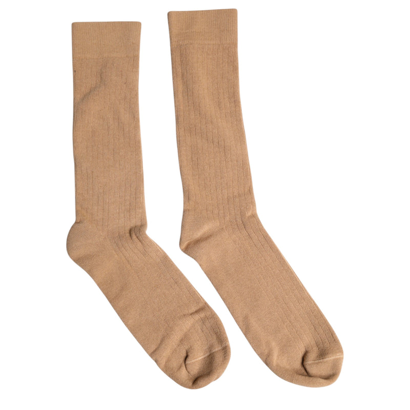Brown Solid Cotton Mid Calf Men Socks Dolce & Gabbana