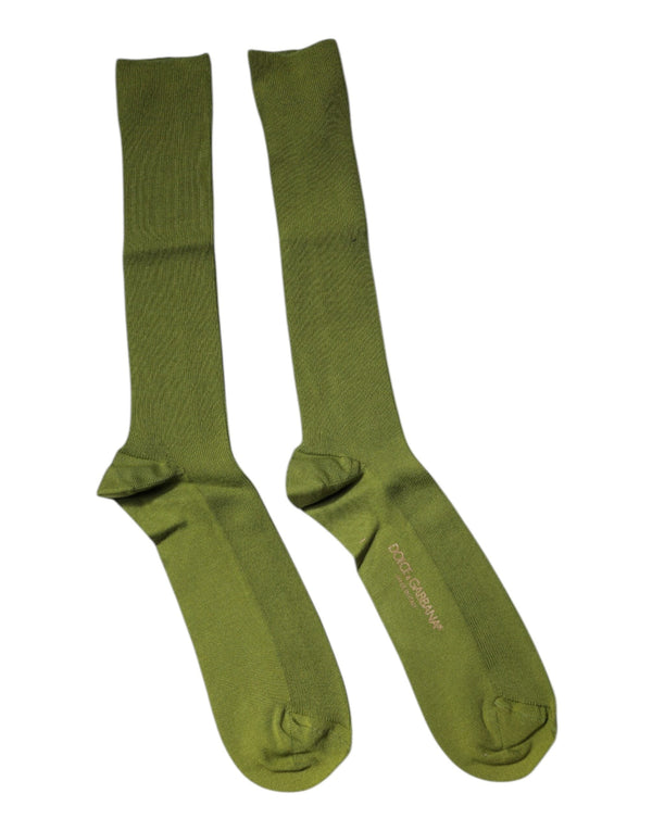 Green Cotton Logo Over The Calf Socks Dolce & Gabbana
