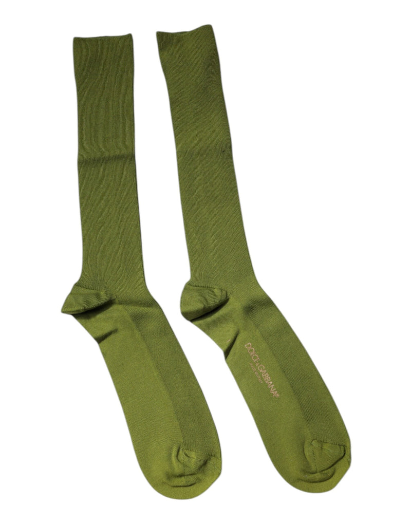 Green Cotton Logo Over The Calf Socks Dolce & Gabbana