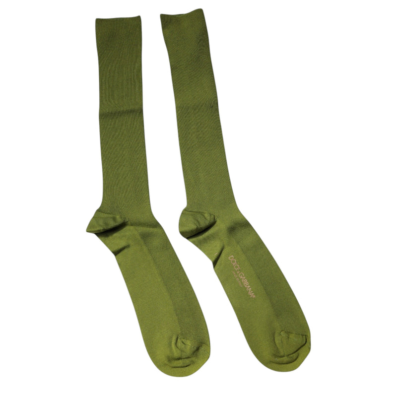 Green Cotton Logo Over The Calf Socks Dolce & Gabbana