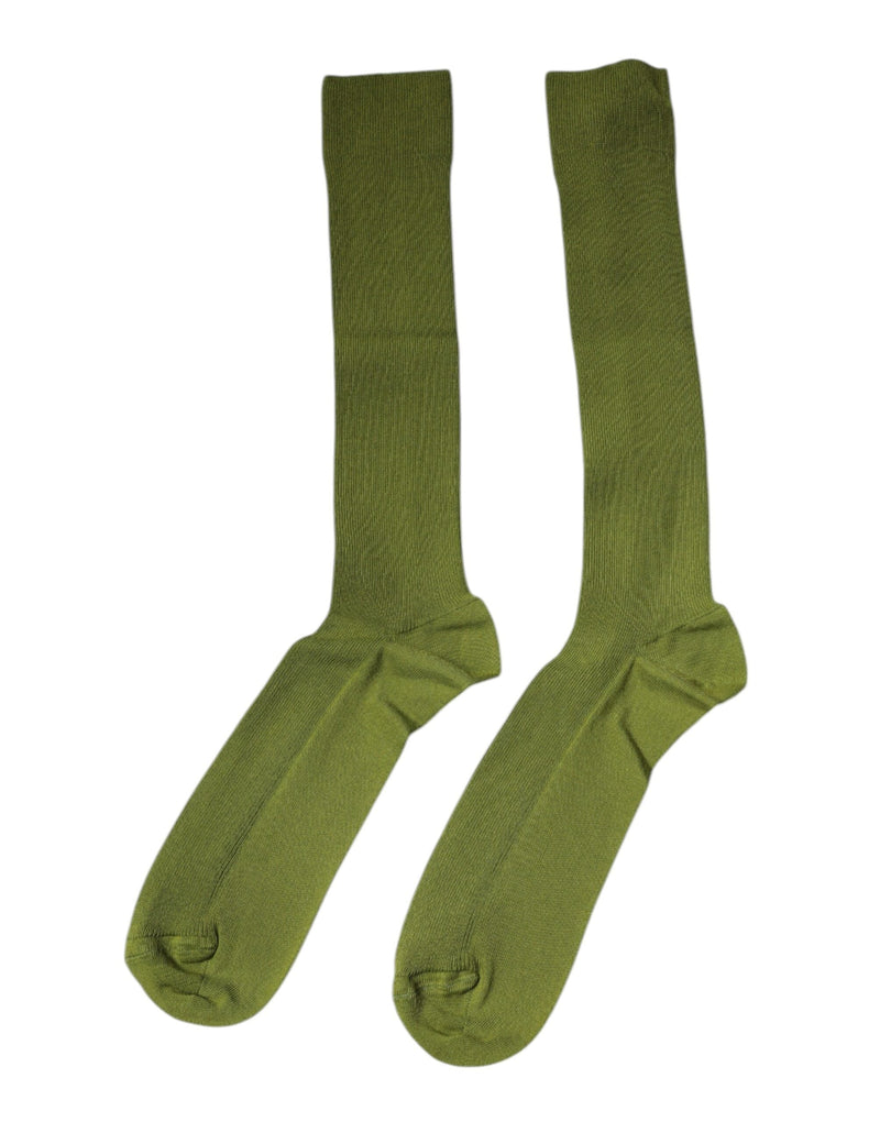Green Cotton Logo Over The Calf Socks Dolce & Gabbana