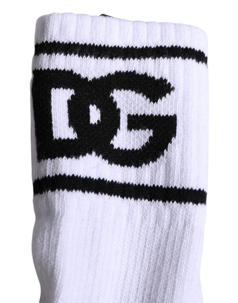 White Cotton DG Logo Print Open Toe Socks Dolce & Gabbana