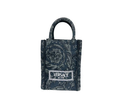 Athena Barocco Mini Top Handle Tote Crossbody Bag Black Versace