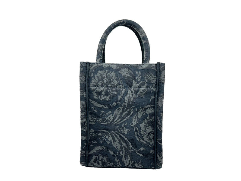 Athena Barocco Mini Top Handle Tote Crossbody Bag Black Versace