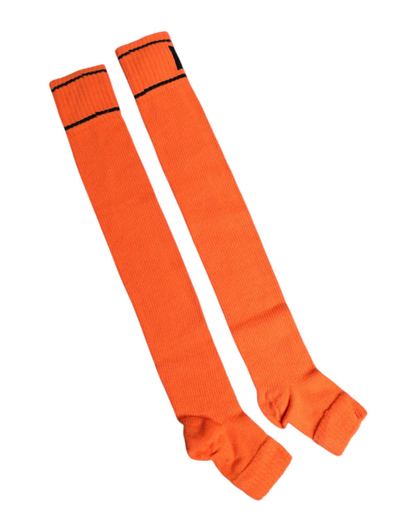 Orange Cotton DG Logo Print Open Toe Socks Dolce & Gabbana