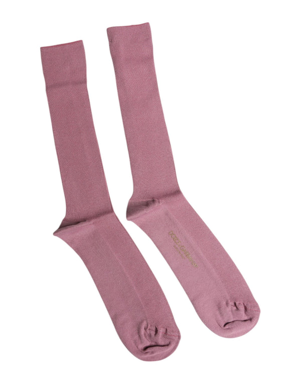 Rose Pink Cotton Over The Calf Socks Dolce & Gabbana