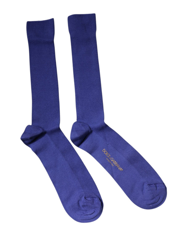 Purple Cotton Logo Over The Calf Socks Dolce & Gabbana