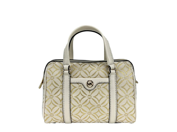 Travel Small Pebbled Leather Duffle Crossbody Handbag Pale Gold Multi Michael Kors