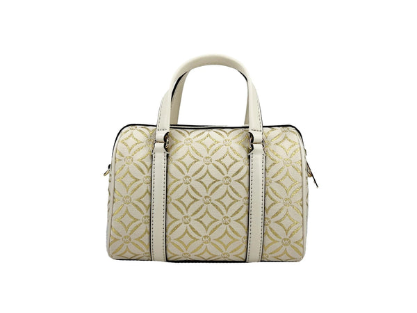 Travel Small Pebbled Leather Duffle Crossbody Handbag Pale Gold Multi Michael Kors