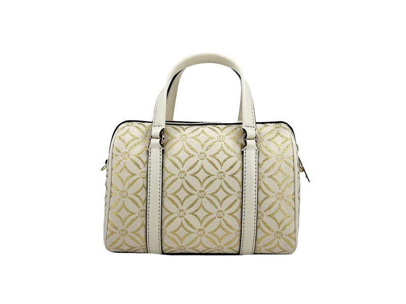 Travel Small Pebbled Leather Duffle Crossbody Handbag Pale Gold Multi Michael Kors