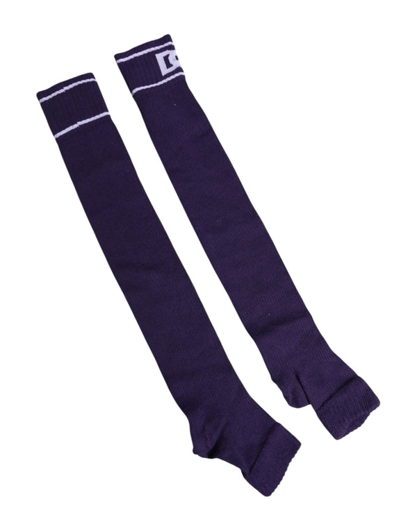 Purple Cotton DG Logo Print Open Toe Socks Dolce & Gabbana