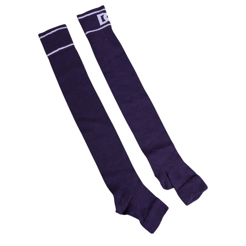 Purple Cotton DG Logo Print Open Toe Socks Dolce & Gabbana