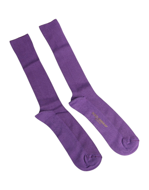 Purple Cotton Logo Over The Calf Socks Dolce & Gabbana