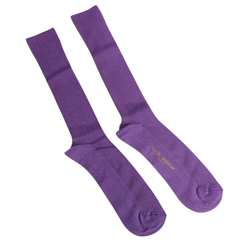 Purple Cotton Logo Over The Calf Socks Dolce & Gabbana