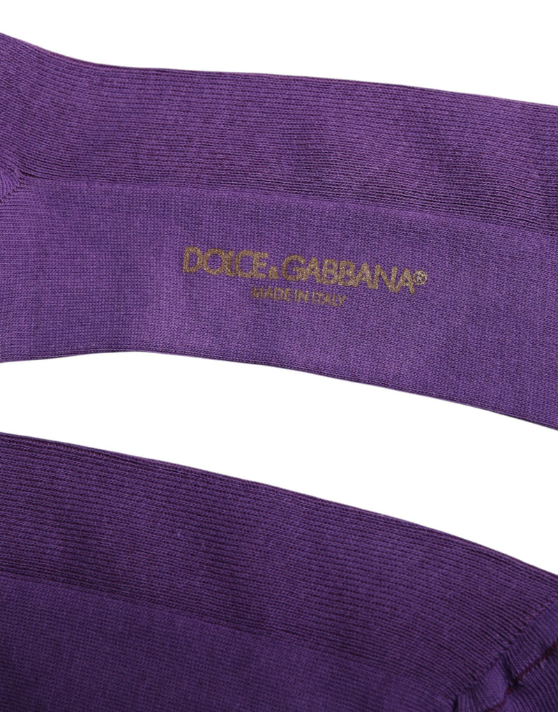 Purple Cotton Logo Over The Calf Socks Dolce & Gabbana