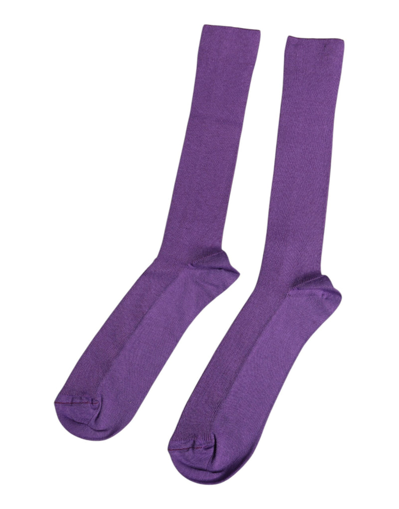 Purple Cotton Logo Over The Calf Socks Dolce & Gabbana