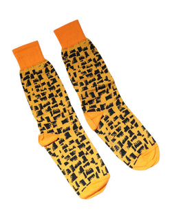 Yellow Black Print Mid Calf Men Socks Dolce & Gabbana