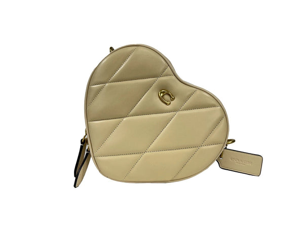 Heart Small Quilted Leather Crossbody Bag Purse COACH