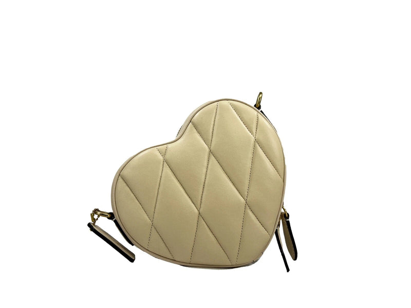 Heart Small Quilted Leather Crossbody Bag Purse COACH