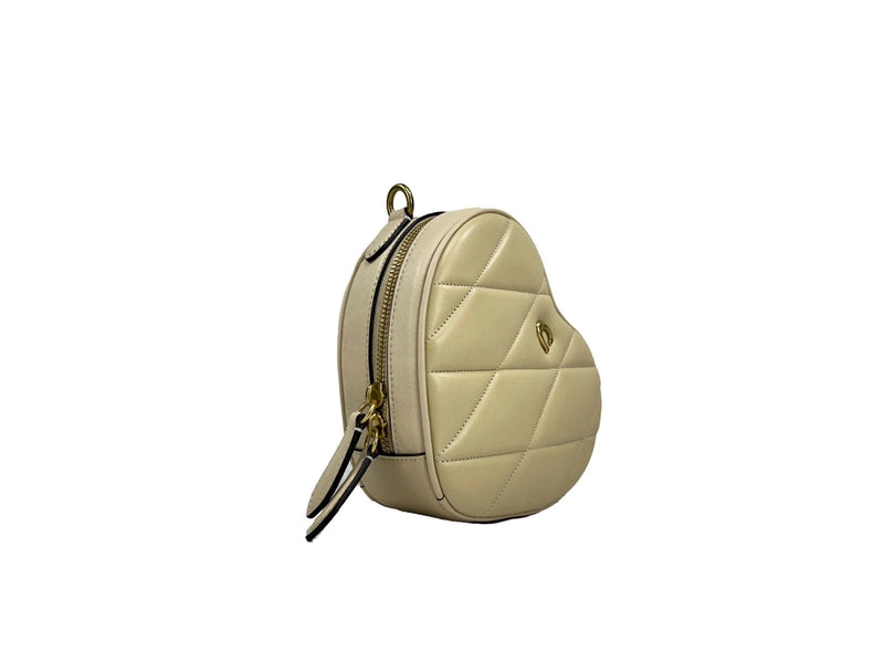 Heart Small Quilted Leather Crossbody Bag Purse COACH