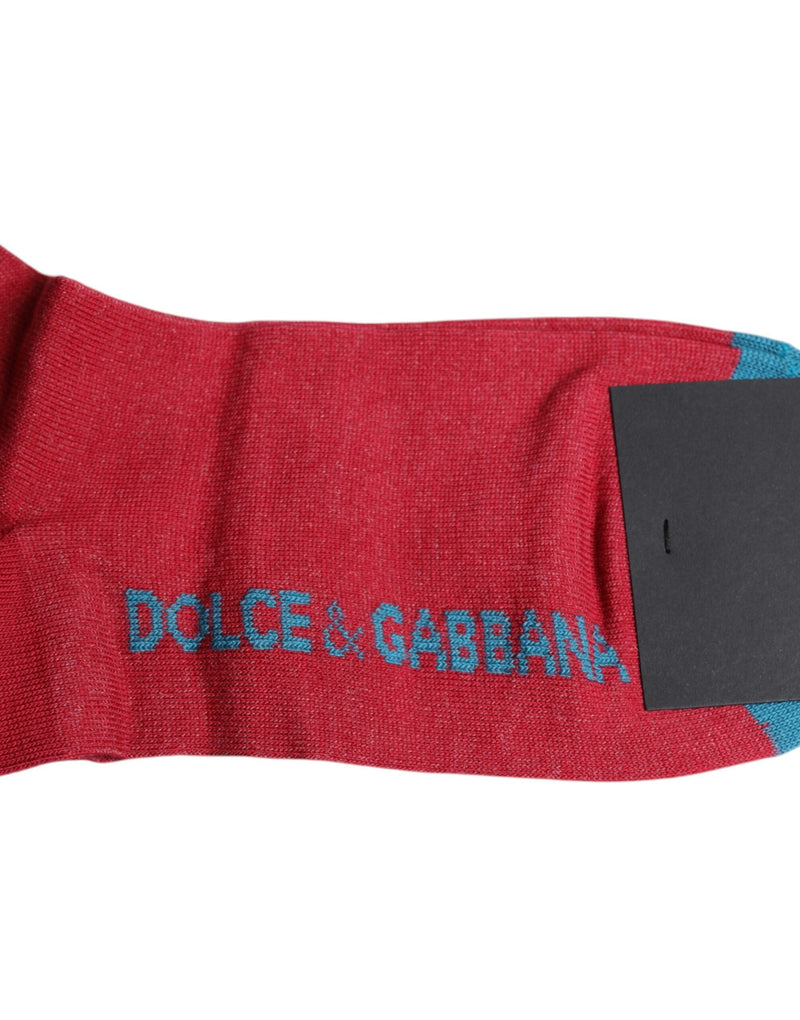 Red Cotton DG Logo Print Mid Calf Socks Dolce & Gabbana