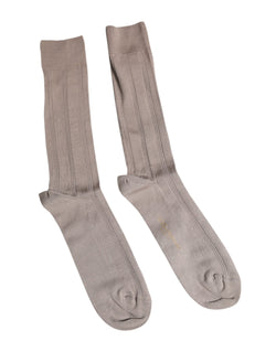 Brown Cotton Stretch Logo Over Calf Socks Dolce & Gabbana