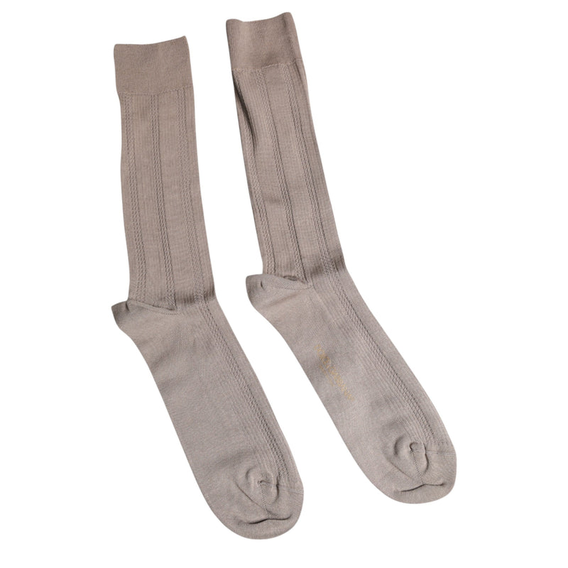 Brown Cotton Stretch Logo Over Calf Socks Dolce & Gabbana