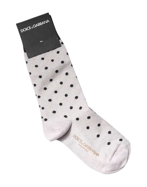 Gray Viscose Stretch Dotted Socks Dolce & Gabbana