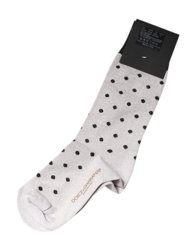 Gray Viscose Stretch Dotted Socks Dolce & Gabbana