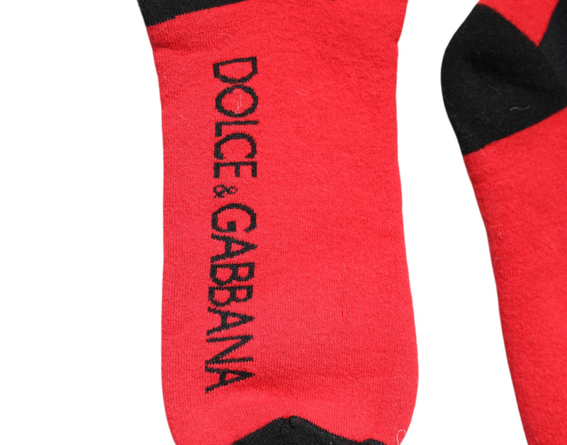 Red Cotton Stretch Printed Socks Dolce & Gabbana