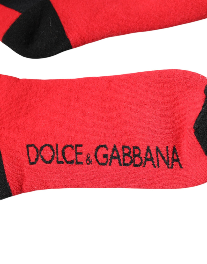 Red Cotton Stretch Printed Socks Dolce & Gabbana