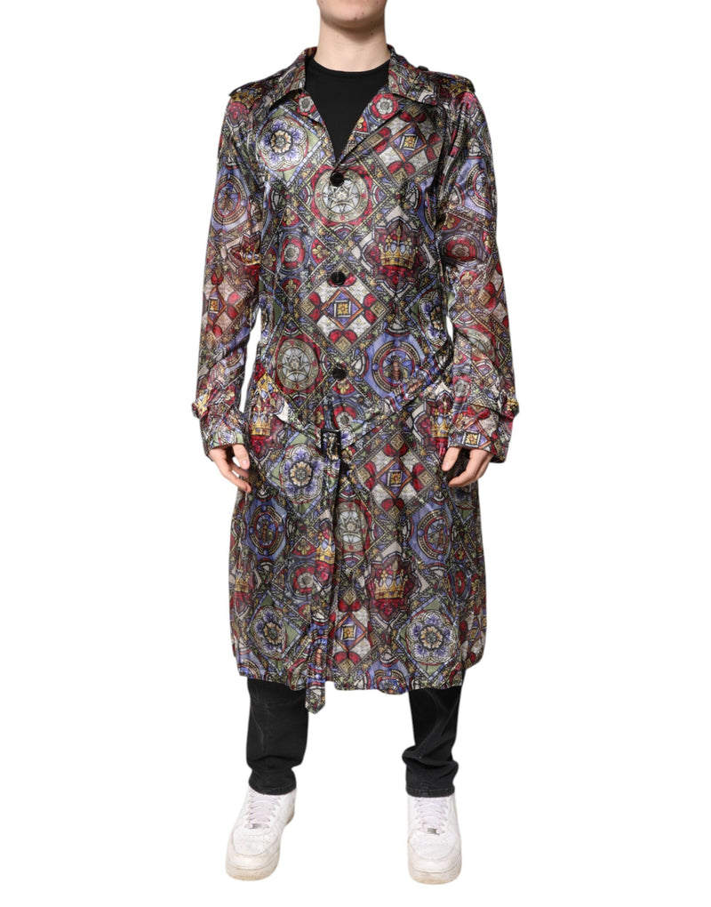 Multicolor Royal Bee Crown Trench Coat Jacket Dolce & Gabbana