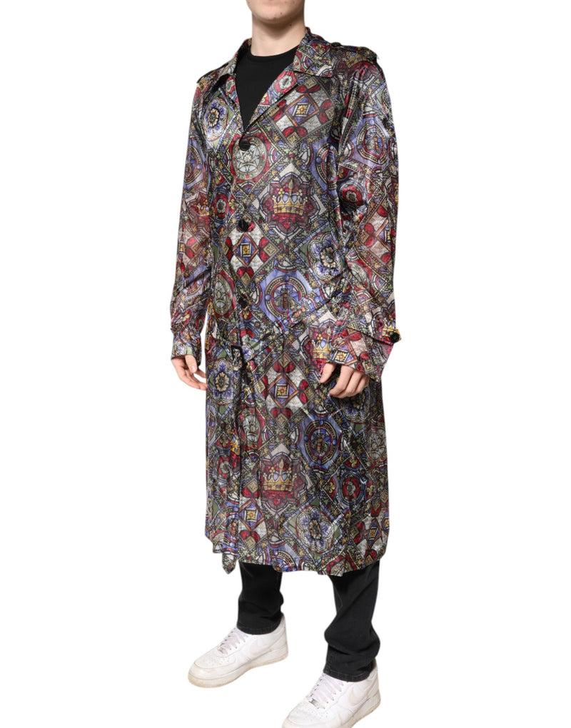 Multicolor Royal Bee Crown Trench Coat Jacket Dolce & Gabbana