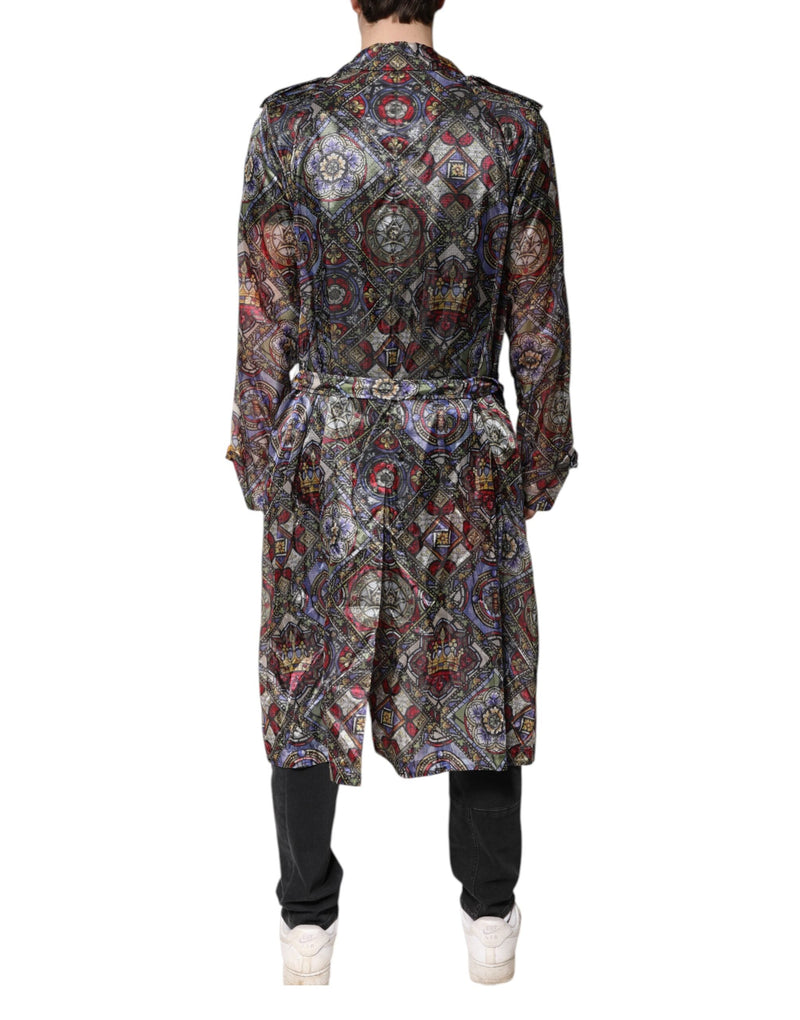 Multicolor Royal Bee Crown Trench Coat Jacket Dolce & Gabbana