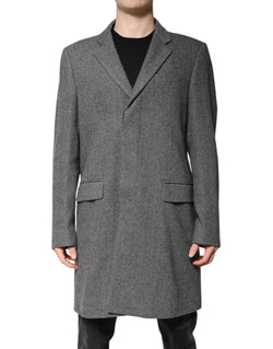 Gray Wool Single Breasted Trench Coat Jacket Dolce & Gabbana