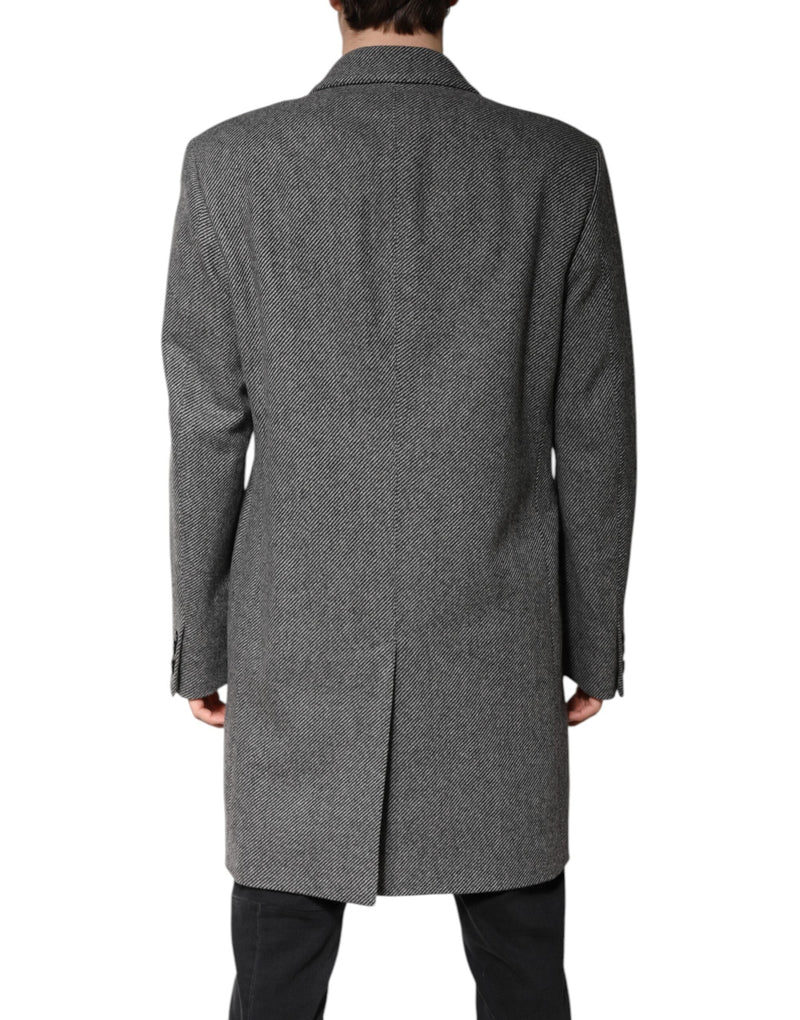 Gray Wool Single Breasted Trench Coat Jacket Dolce & Gabbana