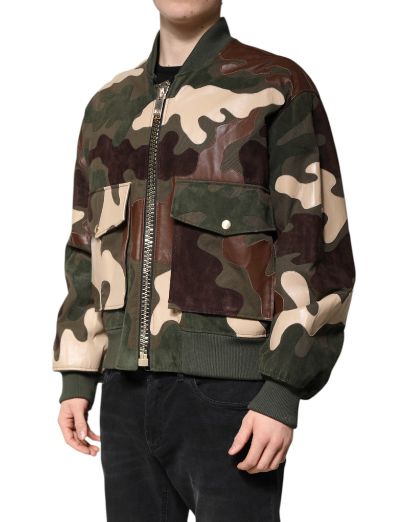 Multicolor Cotton Bomber Full Zip Jacket Dolce & Gabbana