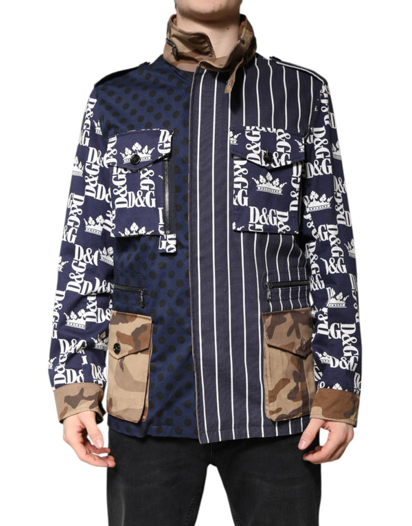 Multicolor Cotton Logo Patchwork Coat Jacket Dolce & Gabbana