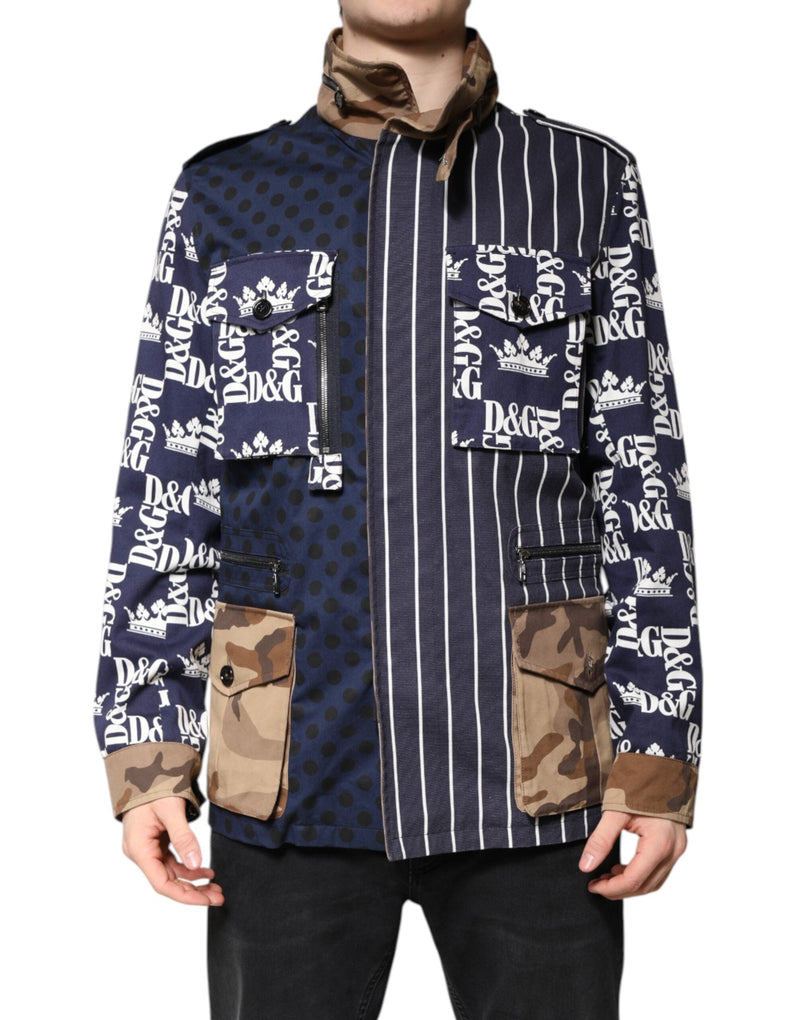 Multicolor Cotton Logo Patchwork Coat Jacket Dolce & Gabbana