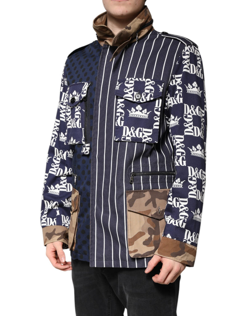 Multicolor Cotton Logo Patchwork Coat Jacket Dolce & Gabbana